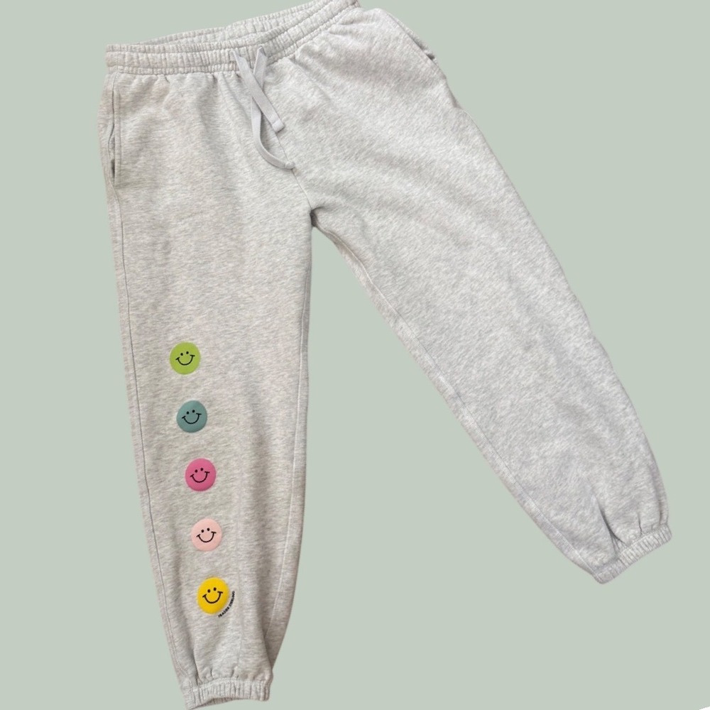 Anthropologie Frasier Sterling Sent From Heaven Gray Smiley Face Sweatpants